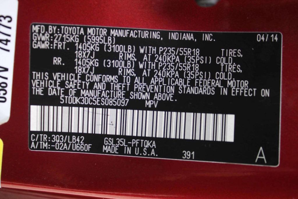 2014 Toyota Sienna 5dr 7-Passenger Van V6 XLE AWD - 22928590 - 34