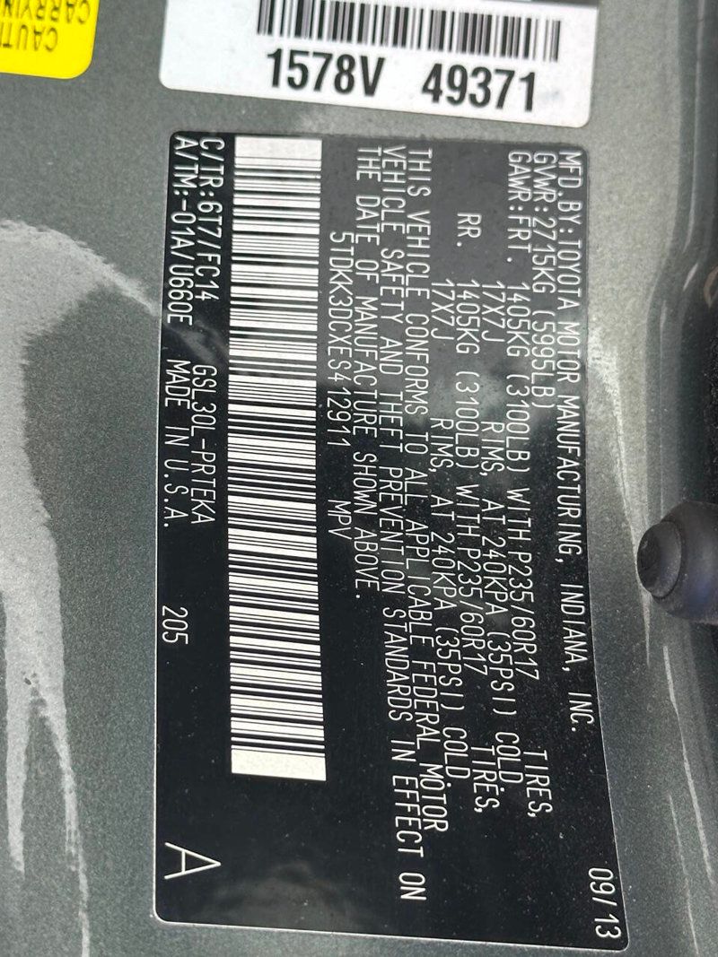 2014 Toyota Sienna LE 8 Passenger 4dr Mini Van - 22936980 - 45