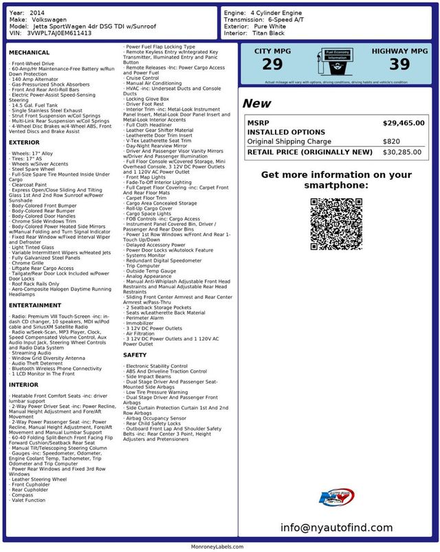 2014 Volkswagen Jetta SportWagen CLEAN CARFAX, DSG TDI, DIESEL, SUNROOF, HEATED SEATS, 17" WHEELS - 22953836 - 25