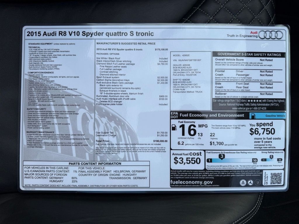 2015 Audi R8 Quattro Spyder V10 photo 50