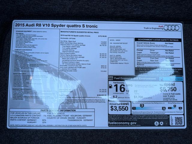 2015 Audi R8 Spyder 2dr Conv Auto quattro Spyder V10 - 22906600 - 58