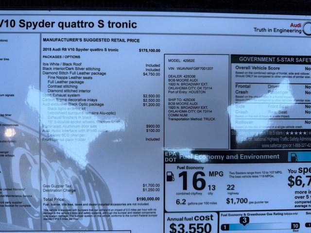 2015 Audi R8 Spyder 2dr Conv Auto quattro Spyder V10 - 22906600 - 59