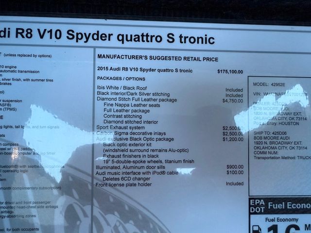 2015 Audi R8 Spyder 2dr Conv Auto quattro Spyder V10 - 22906600 - 60