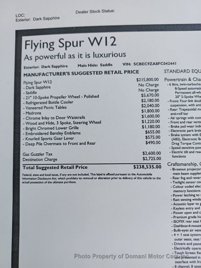 2015 Bentley Flying Spur TWO OWNER, ORIGINALLY  $ 235,535 , GREAT SERVICE PEDIGREE - 20805473 - 3