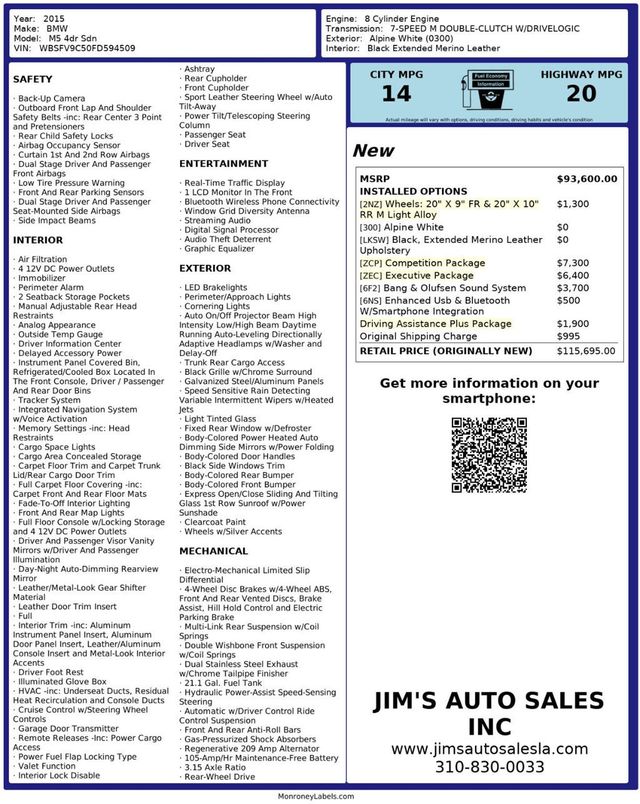 2015 BMW M5 M5 Competition Package Executive Package  - 22972671 - 10