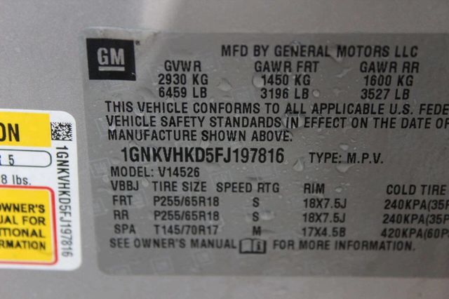 2015 Chevrolet Traverse AWD 4dr LT w/2LT - 22981802 - 9