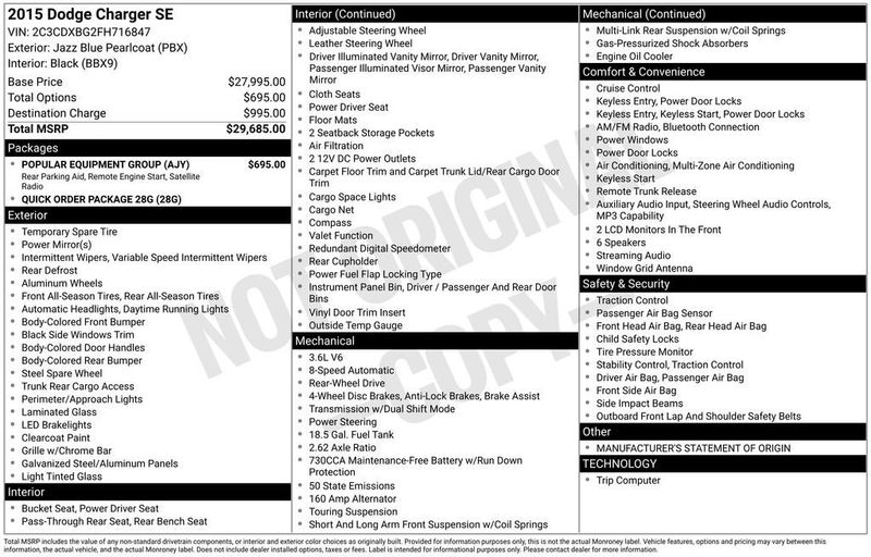 2015 Dodge Charger 4dr Sedan SE RWD - 23019447 - 5