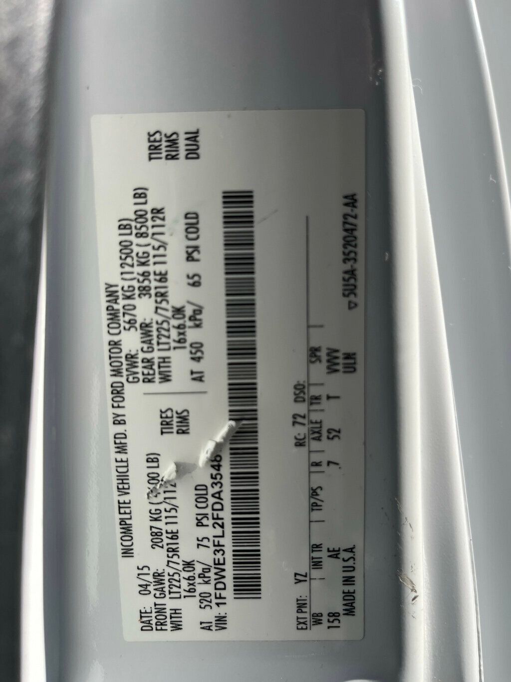 2015 Ford Econoline Commercial Cutaway E350 Unicell Fiberglass Cube Box Van  - 22939331 - 32