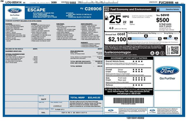 2015 Ford Escape FWD 4dr Titanium - 23045887 - 5