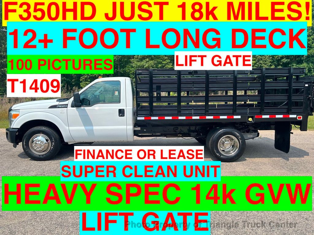 2015 Ford F350HD 12+ FOOT STAKE WITH LIFT GATE JUST 18k MI! SUPER CLEAN ONE OWNER! HEAVY SPEC 14,000 GVW! - 21951288 - 0