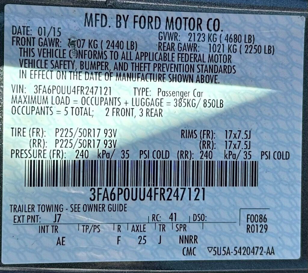 2015 Ford Fusion 4dr Sedan S Hybrid FWD - 22418215 - 39