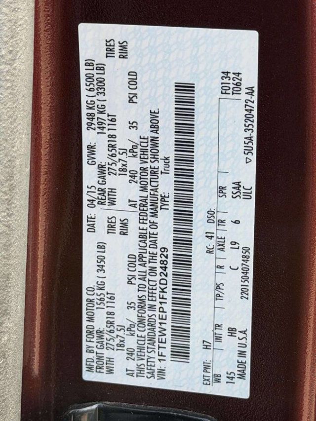 2015 Ford F-150 4WD SuperCrew 145" Lariat - 23006133 - 15