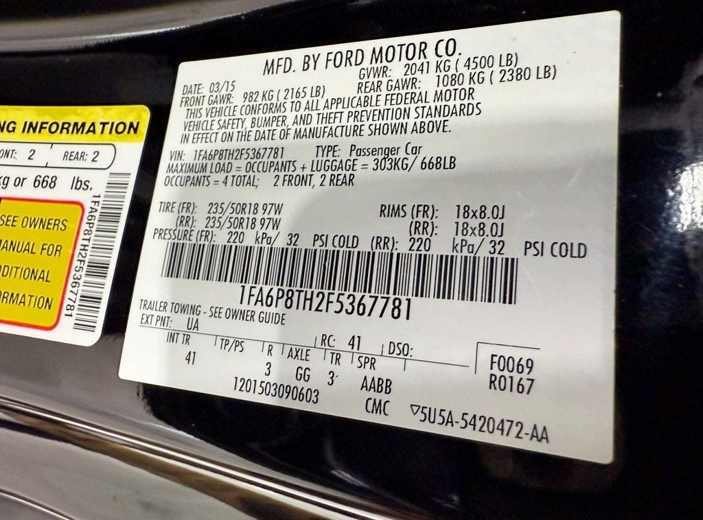 2015 Ford Mustang 2dr Fastback EcoBoost Premium - 22943945 - 38