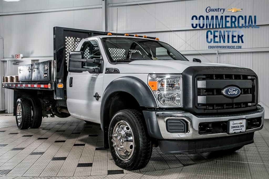 2015 Ford Super Duty F-450 DRW Cab-Chassis F450 REG CAB * 6.7 POWERSTROKE * FLATBED W/BOXES * AUX FUEL TANK - 16689148 - 0