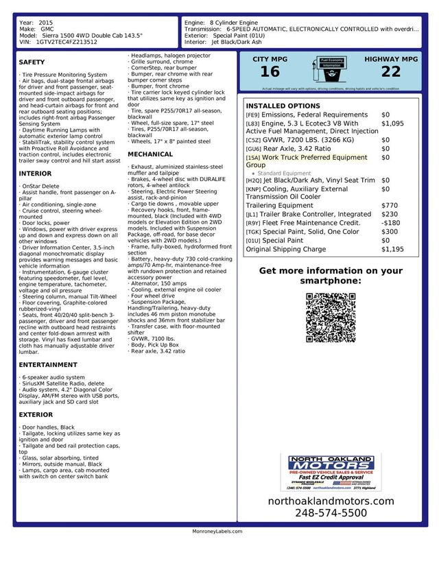 2015 GMC Sierra 1500 Double Cab Pickup 4D 6 1/2 ft - 22586619 - 37