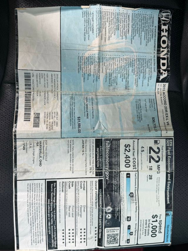 2015 Honda Accord Coupe 2dr V6 Manual EX-L - Full Bolt On - 23063962 - 26