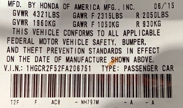 2015 Honda Accord Sedan 4dr I4 CVT Sport - 22937674 - 9