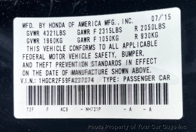 2015 Honda Accord Sedan 4dr I4 CVT Sport - 23056992 - 25