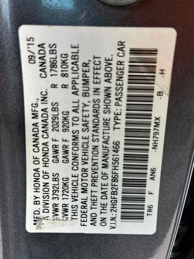 2015 Honda Civic Sedan 4dr CVT EX - 23082214 - 16