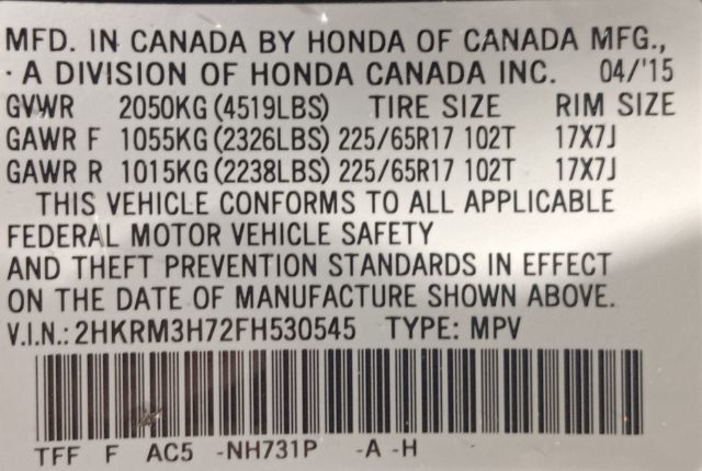 2015 Honda CR-V 2WD 5dr EX-L - 22987833 - 4