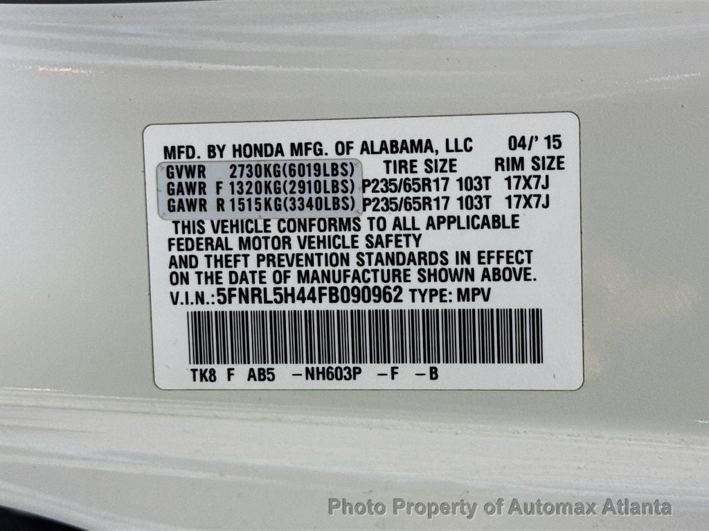 2015 Honda Odyssey EX - 22731752 - 36