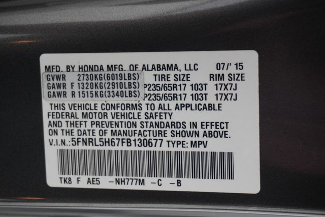 2015 Honda Odyssey EX-L - 22896676 - 32
