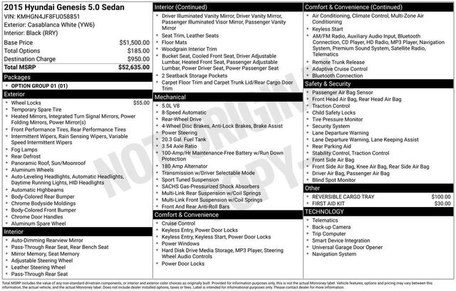 2015 Hyundai Genesis 4dr Sedan V8 5.0L RWD - 23001029 - 5