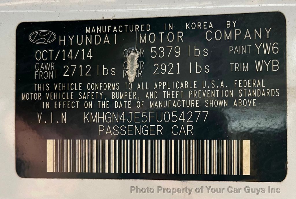 2015 Hyundai Genesis Base Trim - 23052384 - 31