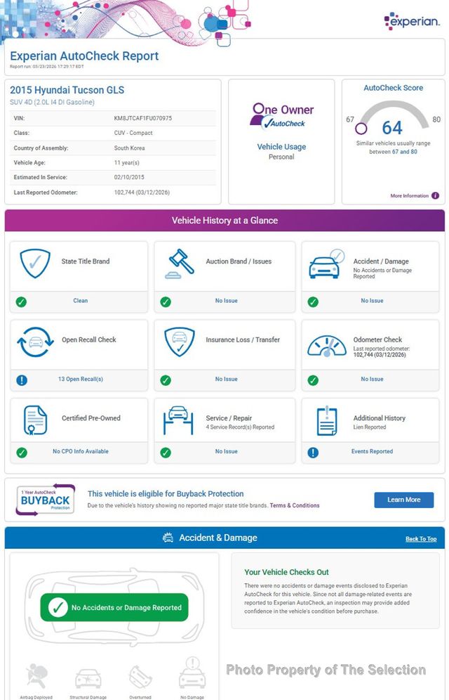 2015 Hyundai Tucson AWD GLS w/traction control, streaming bluetooth audio - 23001775 - 12