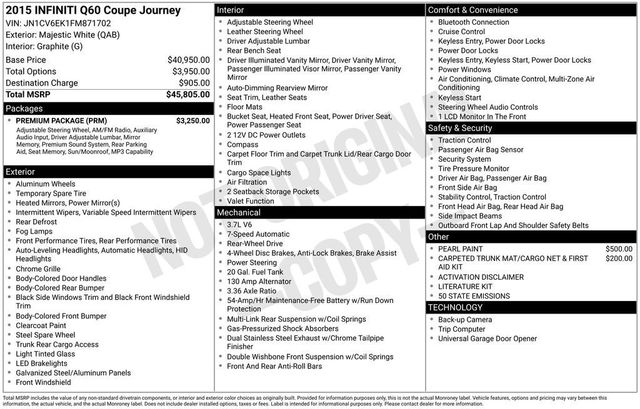 2015 INFINITI Q60 Coupe 2dr Automatic Journey RWD - 22972863 - 5