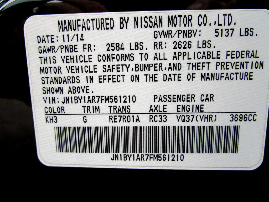 2015 INFINITI Q70 3.7 AWD 4dr Sedan - 23066417 - 33