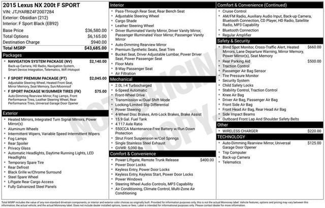 2015 Lexus NX 200t FWD 4dr F Sport - 23015228 - 5