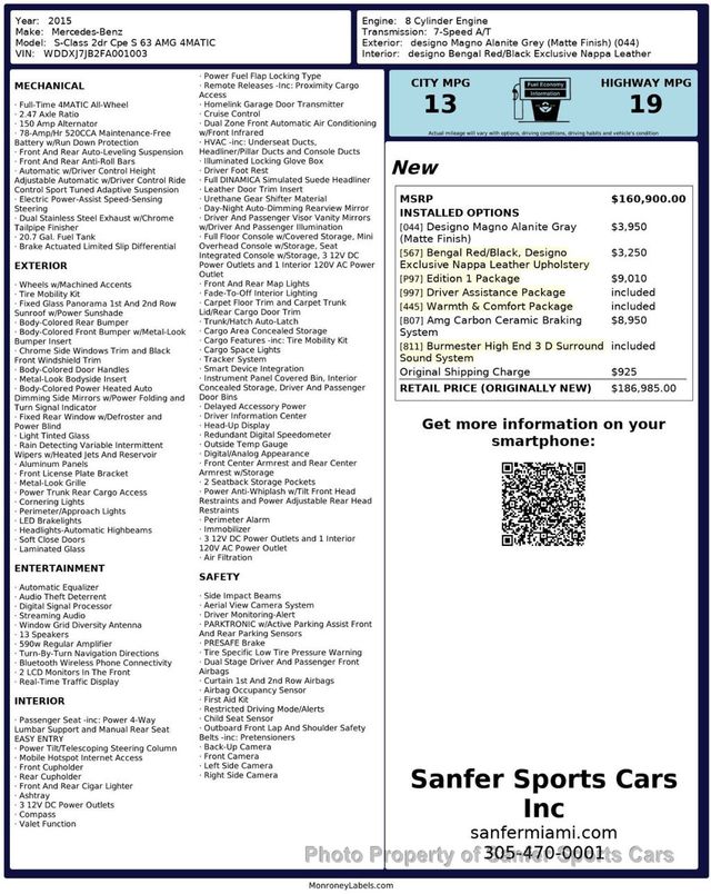 2015 Mercedes-Benz S-Class 2dr Coupe S 63 AMG 4MATIC - 22946744 - 53