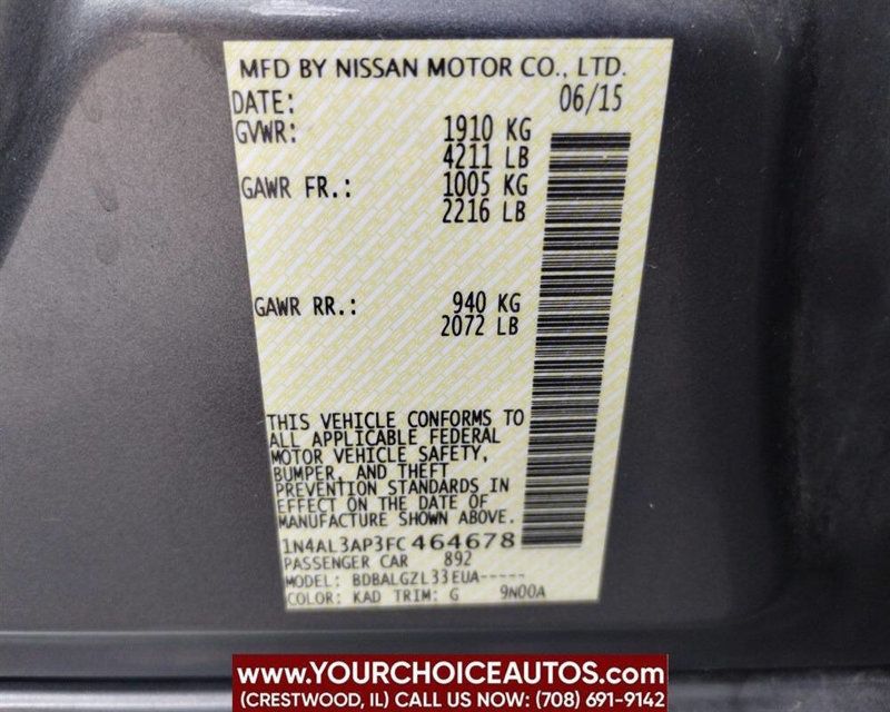 2015 Nissan Altima 4dr Sedan I4 2.5 S - 22927959 - 38