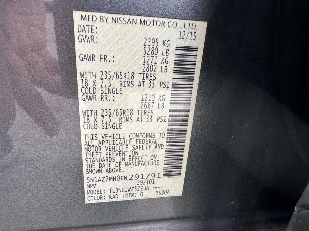 2015 Nissan Murano AWD 4dr SV - 23011860 - 34