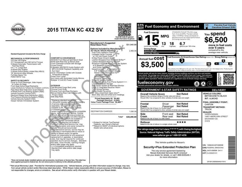 2015 Nissan Titan 2WD King Cab SWB SV - 23020756 - 5