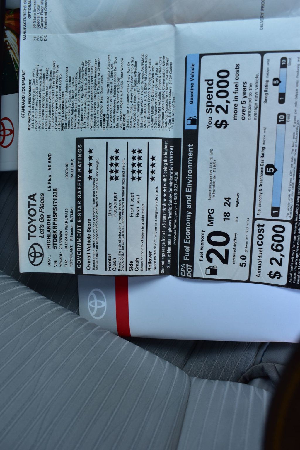 2015 Toyota Highlander AWD 4dr V6 LE Plus - 22946608 - 12