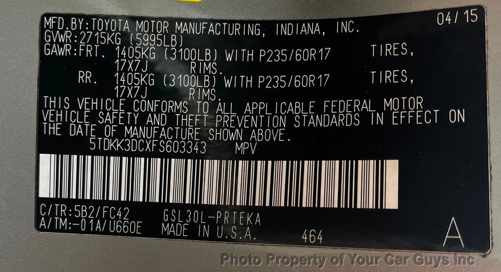 2015 Toyota Sienna  - 23049740 - 23