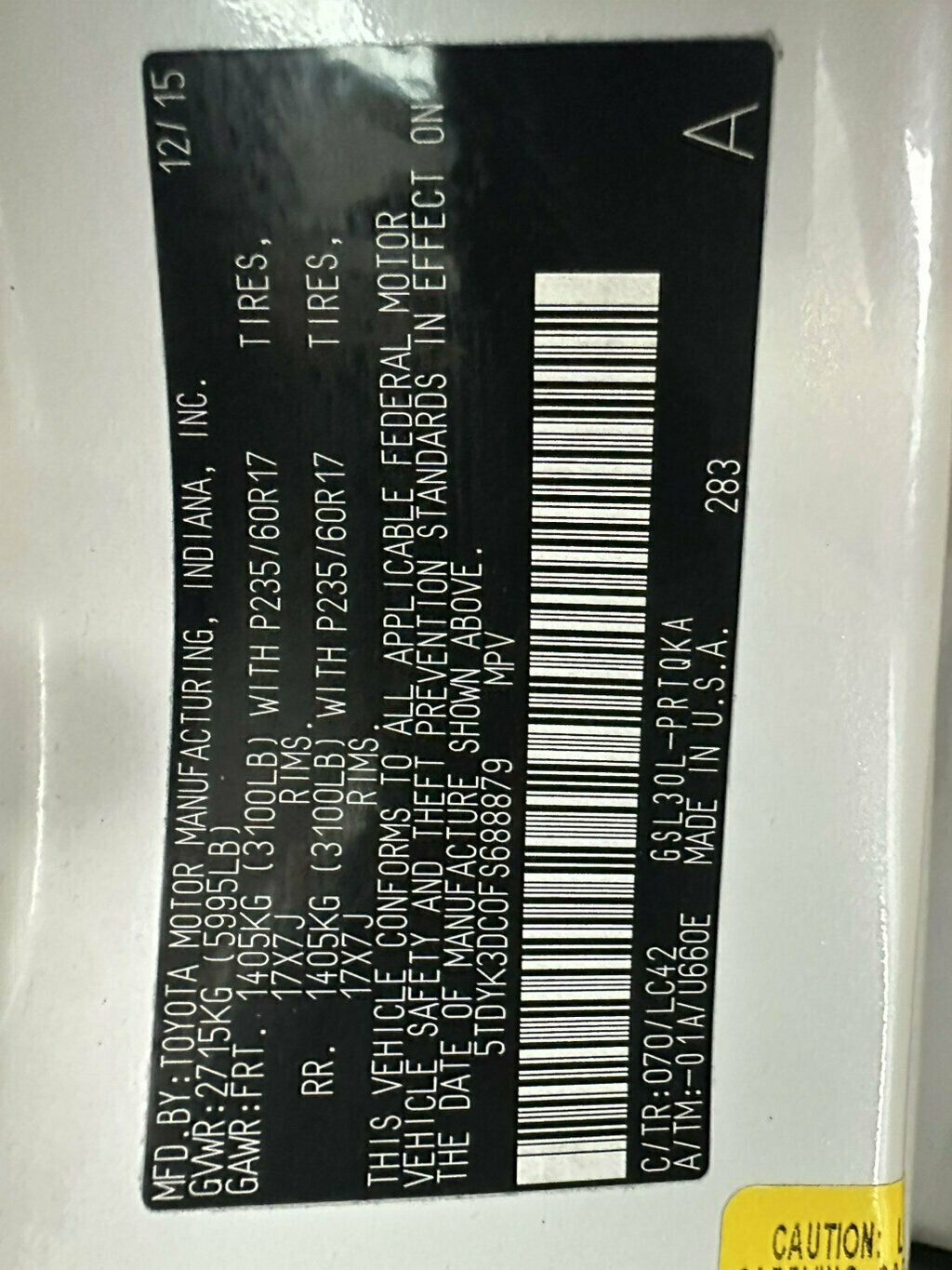 2015 Toyota Sienna 5dr 8-Passenger Van XLE FWD - 23066813 - 44