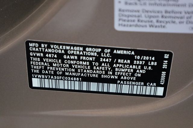 2015 Volkswagen Passat 4dr Sedan 2.0L DSG TDI SE w/Sunroof & Nav - 22978825 - 11