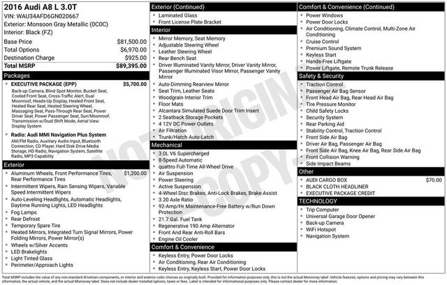 2016 Audi A8 L 4dr Sedan 3.0T - 23035954 - 5