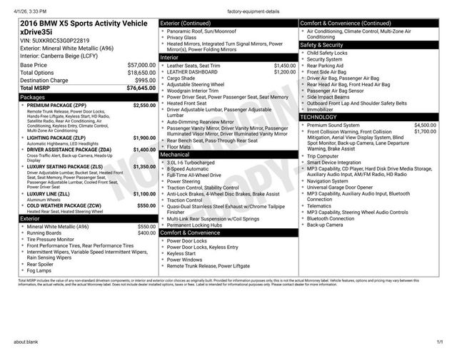 2016 BMW X5 xDrive35i - 23007047 - 2