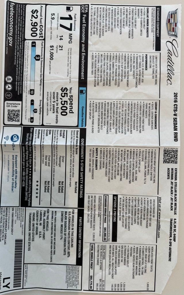 2016 Cadillac CTS-V Sedan 4dr Sedan - 22946060 - 47