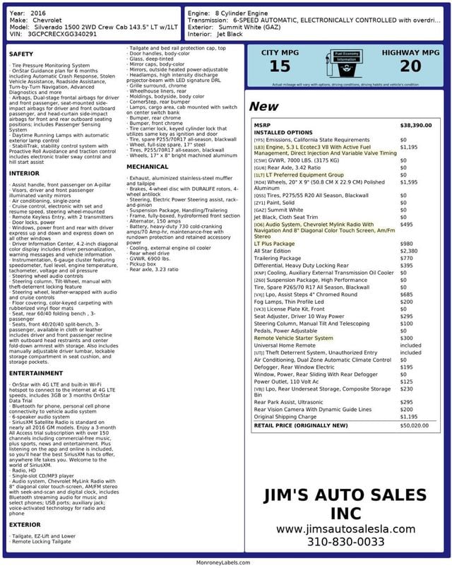 2016 Chevrolet Silverado 1500 Crew Cab LT All Star Edition LT Plus Package Trailering Package - 22967627 - 11