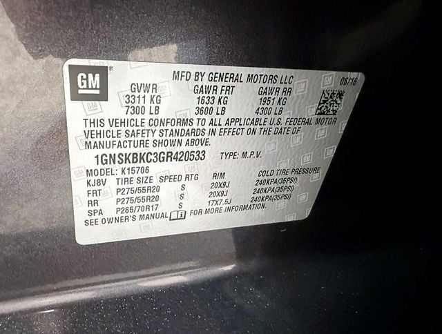 2016 Chevrolet Tahoe 4WD 4dr LT - 22944569 - 56