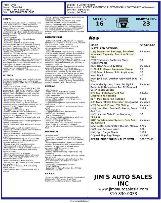 2016 Chevrolet Tahoe LT 3rd Row Seat  - 22991513 - 6