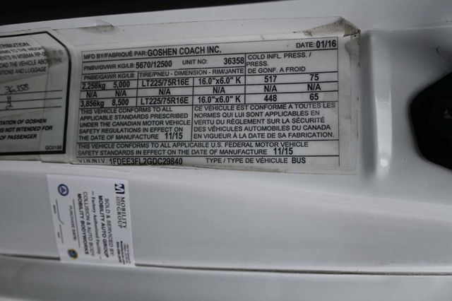 2016 Ford Econoline Commercial Cutaway SD 158 WB 10-Passenger Shuttle Mobility Handicap Bus - 22951134 - 32