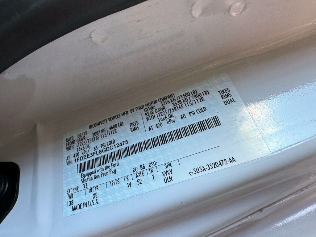 2016 Ford E-350 Cutaway Non-CDL Shuttle Bus 42K Miles For Adults Church Senior & Group Transportation - 22917850 - 38