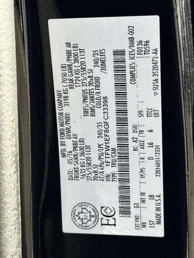 2016 Ford F-150 Lariat 4x4 4dr SuperCrew 6.5 ft. SB - 22950705 - 16