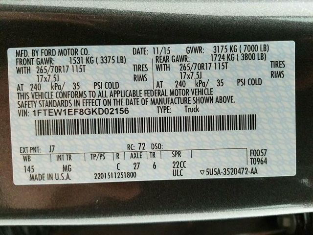 2016 Ford F-150 SUPERCREW - 15400097 - 9